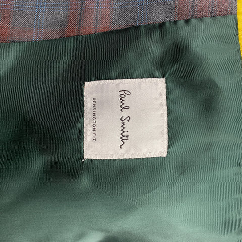 PAUL SMITH Kensington Fit Size 38 Regular Grey & Brown Plaid Virgin Wool Notch Lapel Suit