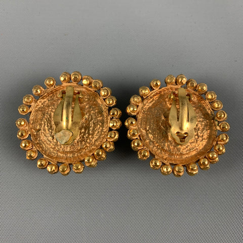 Vintage 1980's CHANEL Gold Faux Pearl Clip-On Earrings