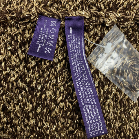 RALPH LAUREN Etiqueta morada Talla M Abrigo frontal abierto en mezcla de cachemira marrón dorado
