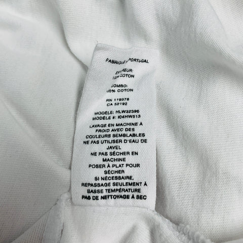 HELMUT LANG Size L White Pink Logo Cotton Crew Neck T-shirt