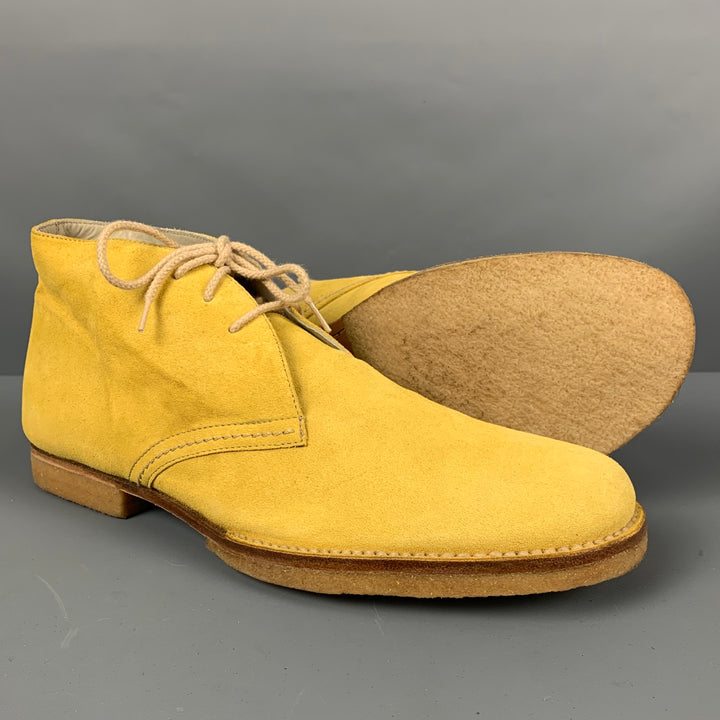 JIL SANDER Size 9 Yellow Suede Ankle Lace Up Shoes
