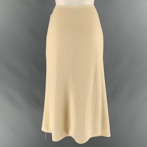 NARCISO RODRIGUEZ Size 6 Cream Viscose Wool A-Line Long Skirt