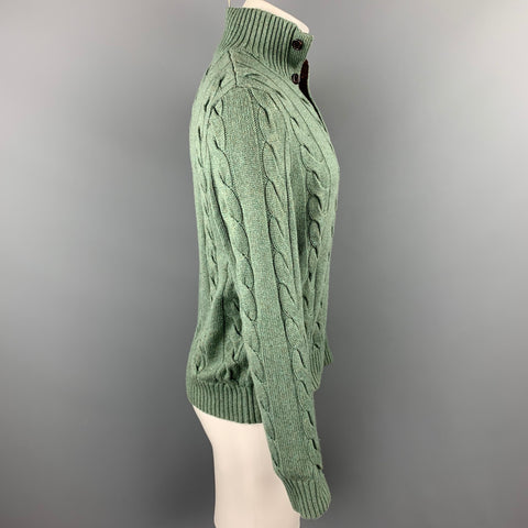 POLO by RALPH LAUREN Size S Olive Cable Knit Silk / Cashmere Mock Turtleneck Sweater