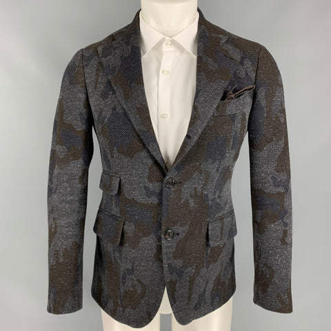 GABRIELE PASINI Size 34 Grey &  Brown Camo Wool Blend Sport Coat