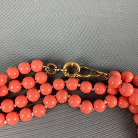 J.CREW Coral Beaded Pendant Necklace