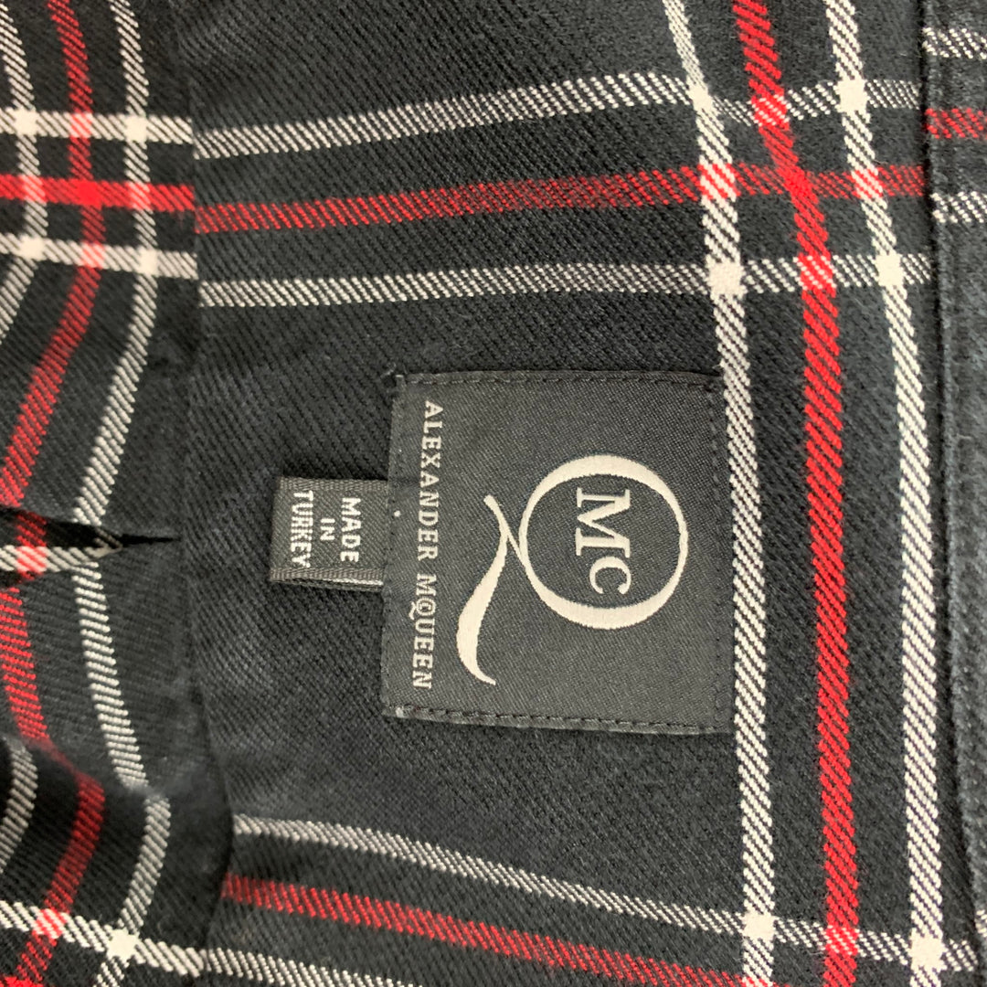 ALEXANDER MCQUEEN Size M Black Red Plaid Cotton Button Up Long Sleeve Shirt