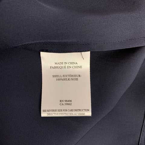 THEORY Size 12 Navy Silk Faux Wrap Sleeveless Dress