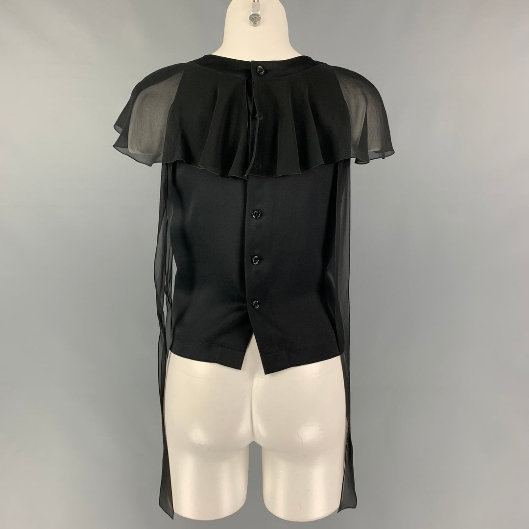 CHANEL 94305 03A Size 4 Black Silk Back Buttons Dress Top – Sui