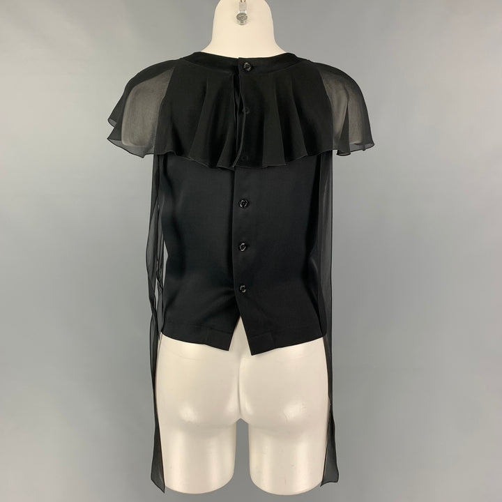 CHANEL 94305 03A Size 4 Black Silk Back Buttons Dress Top