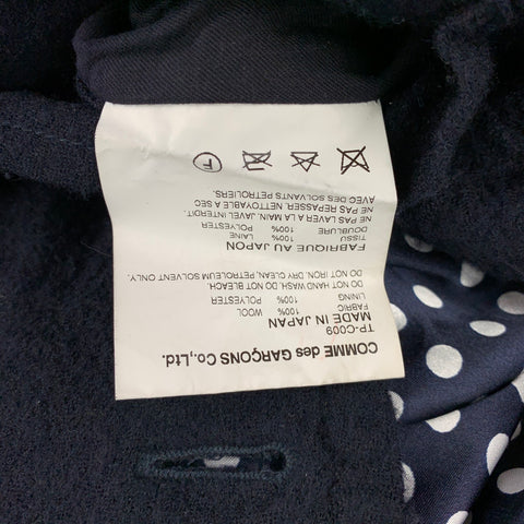 COMME des GARCONS TRICOT Taille S Manteau Double Boutonnage en Laine Marine