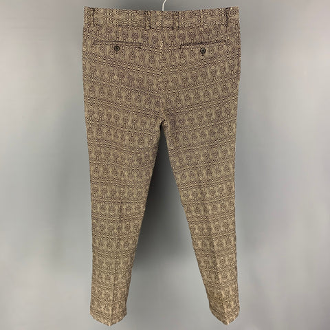 MR TURK Size 32 Black Cream Woven Polyester Blend Flat Front Dress Pants