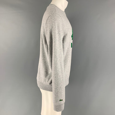 LACOSTE Size M Grey Green Alligator Cotton Crew-Neck Sweatshirt