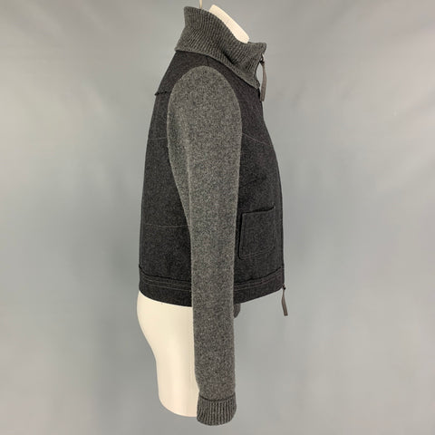 HANII Size 6 Grey Charcoal Wool Rayon Zip Up Jacket