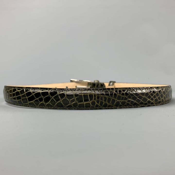 ANNA FIRENZE Size S Olive Alligator Skinny Belt
