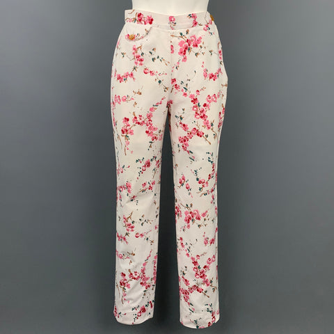 VIVIENNE WESTWOOD Taille 8 Pantalon décontracté en coton fleuri blanc et rose