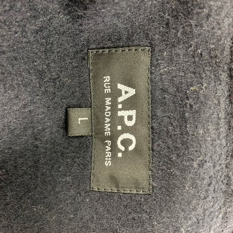 Manteau à simple boutonnage en laine/polyamide bleu marine taille L APC