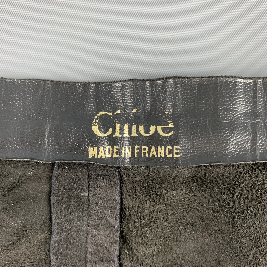 CHLOE Vintage Black Suede Ruffle Peplum Waist Belt