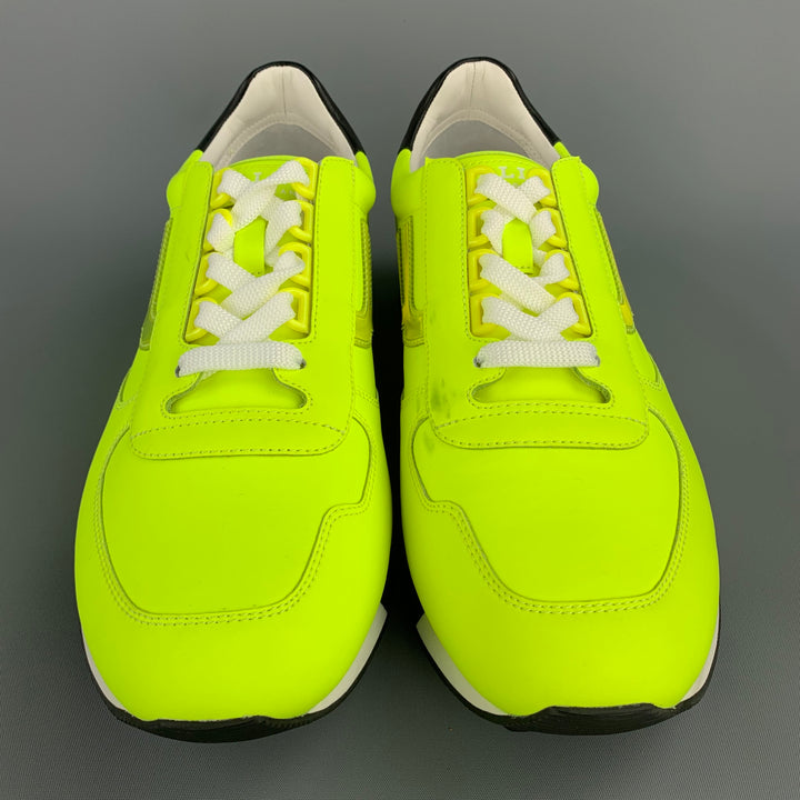 BALLY Size 10.5 Neon Yellow Leather Lace Up Sneakers