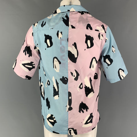 LOVERBOY Size S Light Blue Lavender Print Silk Cotton Camp Short Sleeve Shirt