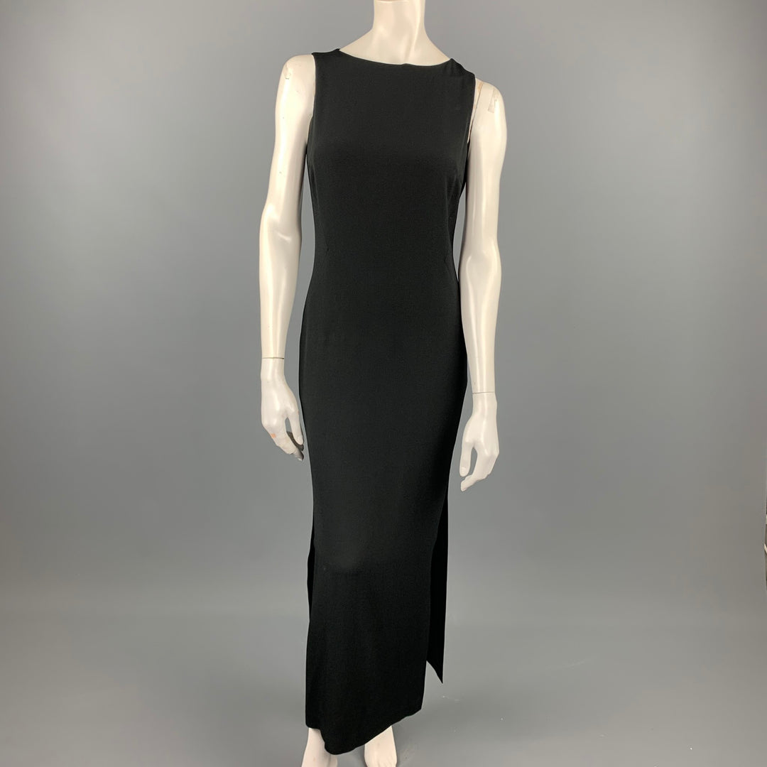 APOSTROPHE Size 6 Black Crepe Acetate / Viscose Column Cocktail Dress