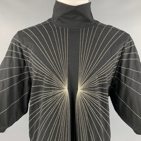 DRKSHDW Taille M Pull à col roulé en coton à points contrastés noir et blanc