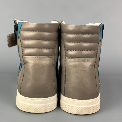 PIERRE HARDY Size 12 Grey Blue Two Toned High Top Sneakers
