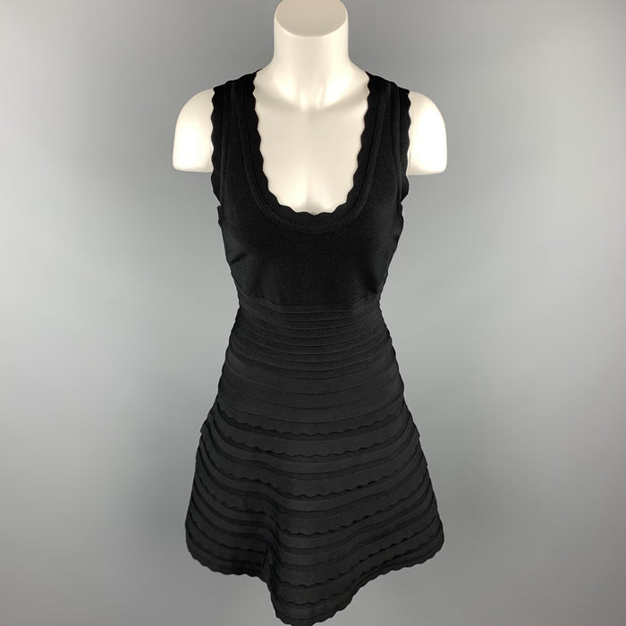 HERVE LEGER Size M Black Rayon / Spandex Cocktail Dress