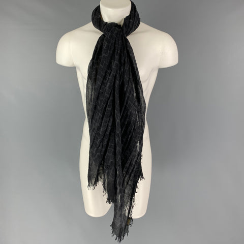 LOUIS VUITTON Black Grey Damier Cashmere Silk Scarf