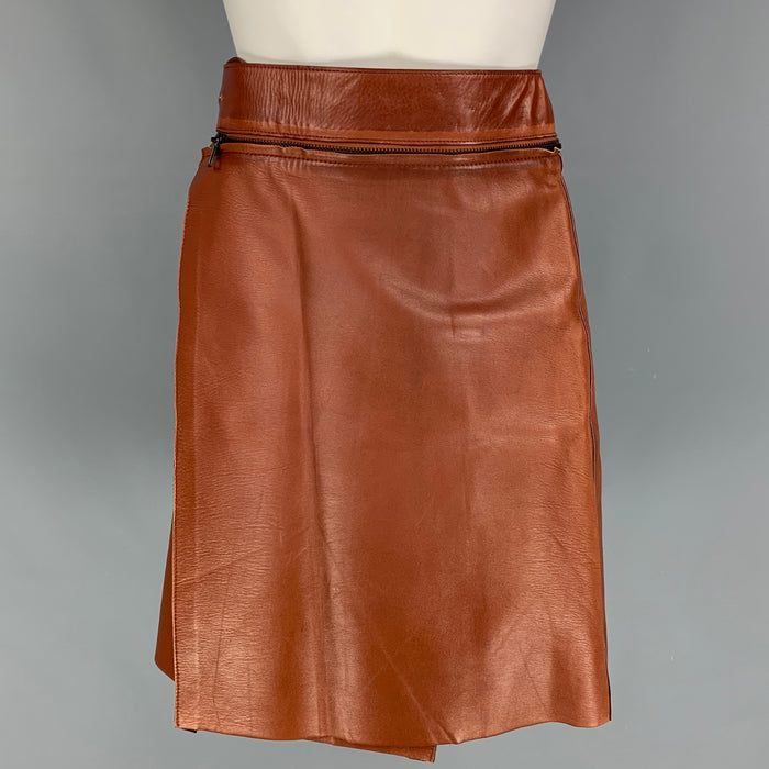JEAN PAUL GAULTIER Size 6 Tan Sheep Leather Skirt