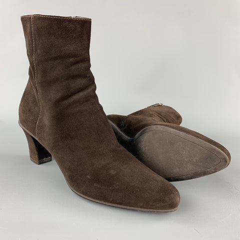 PRADA Talla 9.5 Botines de ante marrón