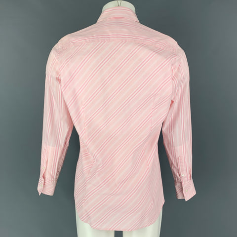 TED BAKER Size M Pink Stripe Cotton Button Up Long Sleeve Shirt