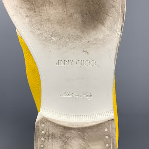JIMMY CHOO Size 10 Yellow & White Leather Lace Up Chukka Boots