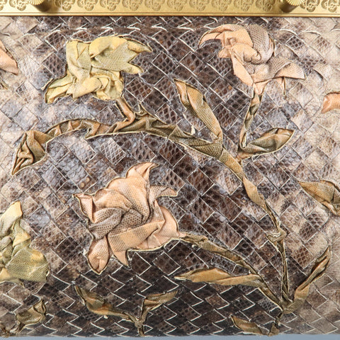 BOTTEGA VENETA Lavorazione Fatta a Aano Taupe Intrecciato Lizard Leather Handbag