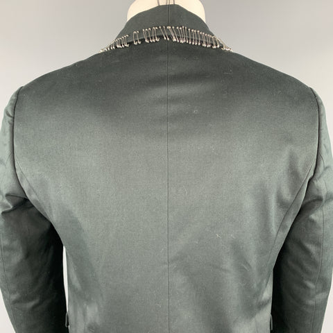 DSQUARED2 Taille 38 Noir Coton / Élasthanne Col châle Épingle de sécurité Manteau de sport