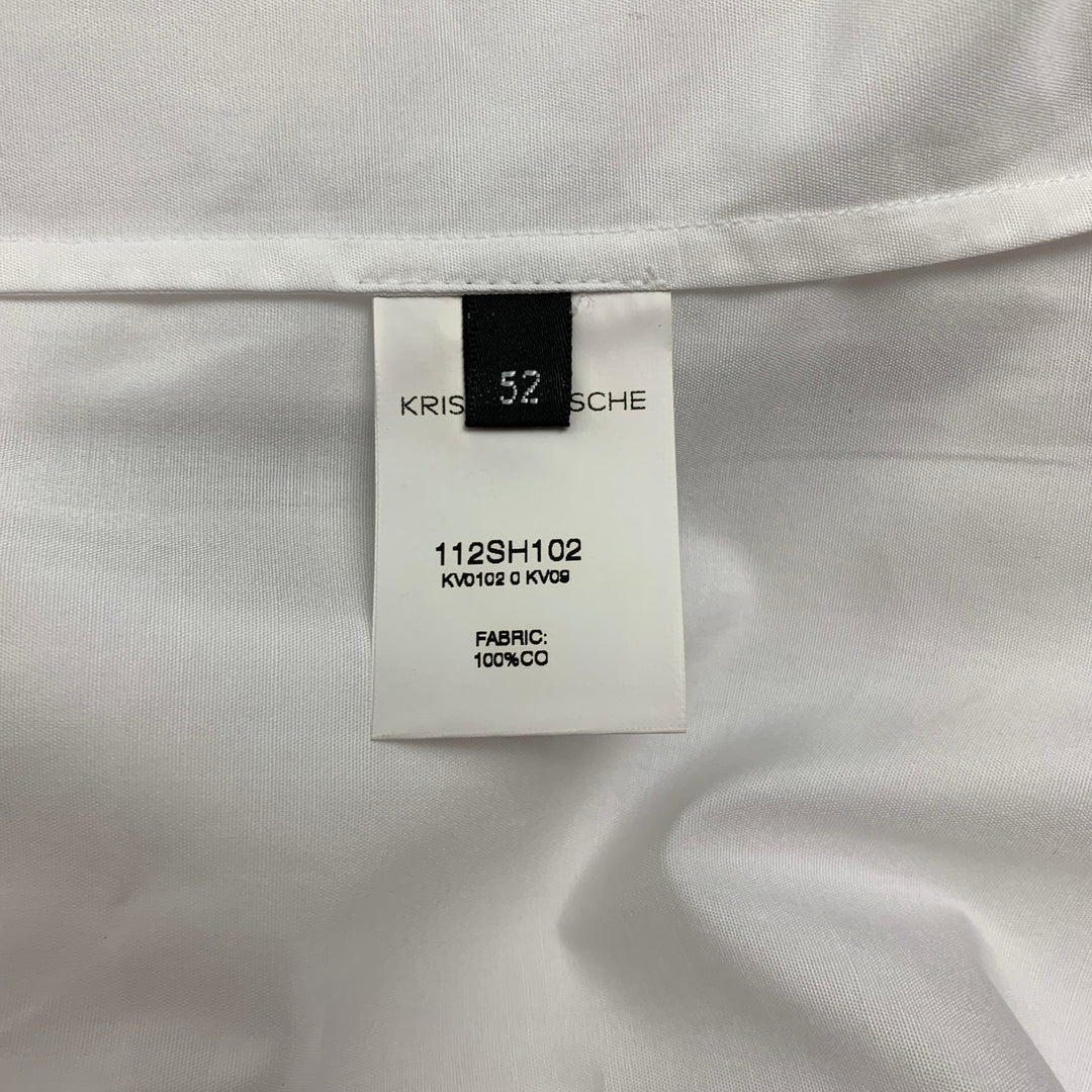 KRIS VAN ASSCHE Size L White Cotton Nehru Collar Long Sleeve Shirt