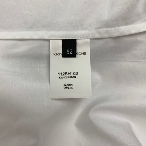 KRIS VAN ASSCHE Size L White Cotton Nehru Collar Long Sleeve Shirt