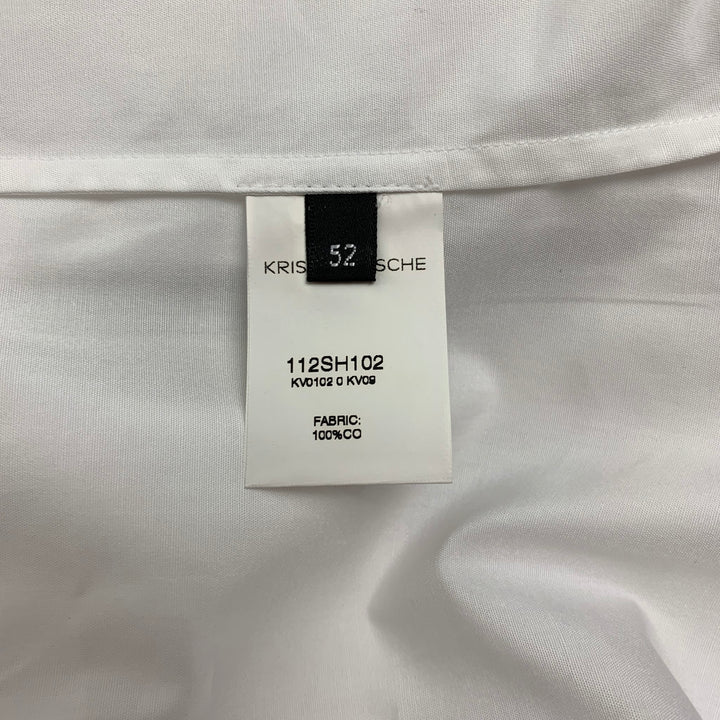KRIS VAN ASSCHE Size L White Cotton Nehru Collar Long Sleeve Shirt