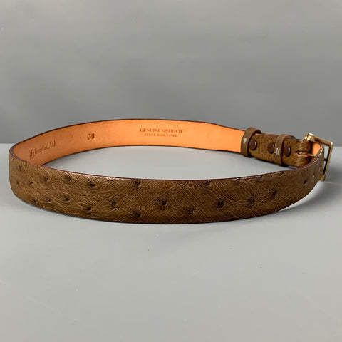 JAMES REID Size 30 Taupe Textured Ostrich Leather Belt