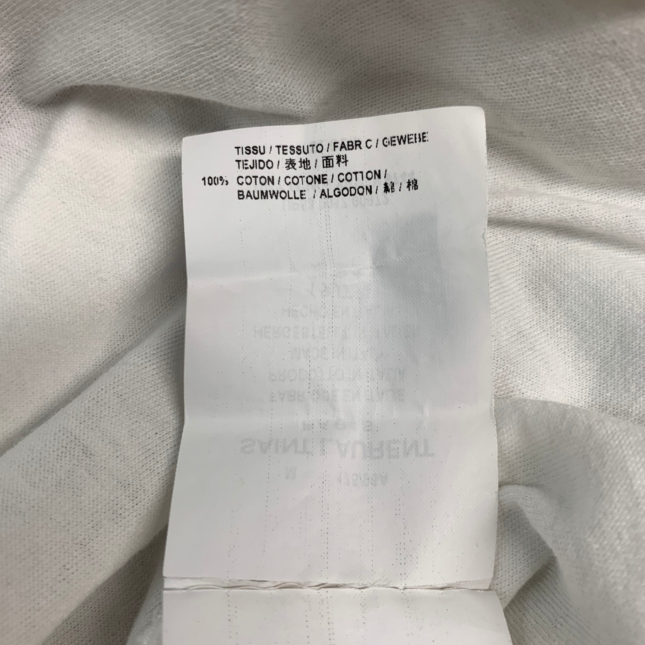 SAINT LAURENT Size M White Grey Logo Cotton Short Sleeve T-shirt