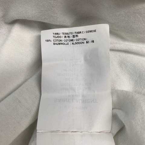 SAINT LAURENT Size M White Grey Logo Cotton Short Sleeve T-shirt