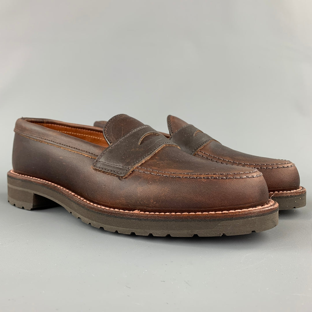 ALDEN Size 6.5 Dark Brown 5730S Kudu Leather Penny Loafers