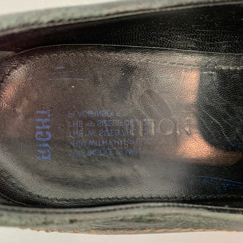 LOUIS VUITTON Size 11.5 Black Leather Wingtip Loafers