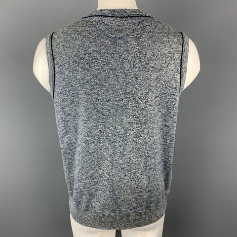 45rpm Size M Gray & Navy Heather Cotton Jersey V-Neck Vest