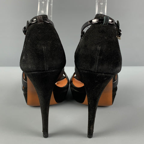 GUCCI Talla 9 Sandalias de plataforma de ante negro