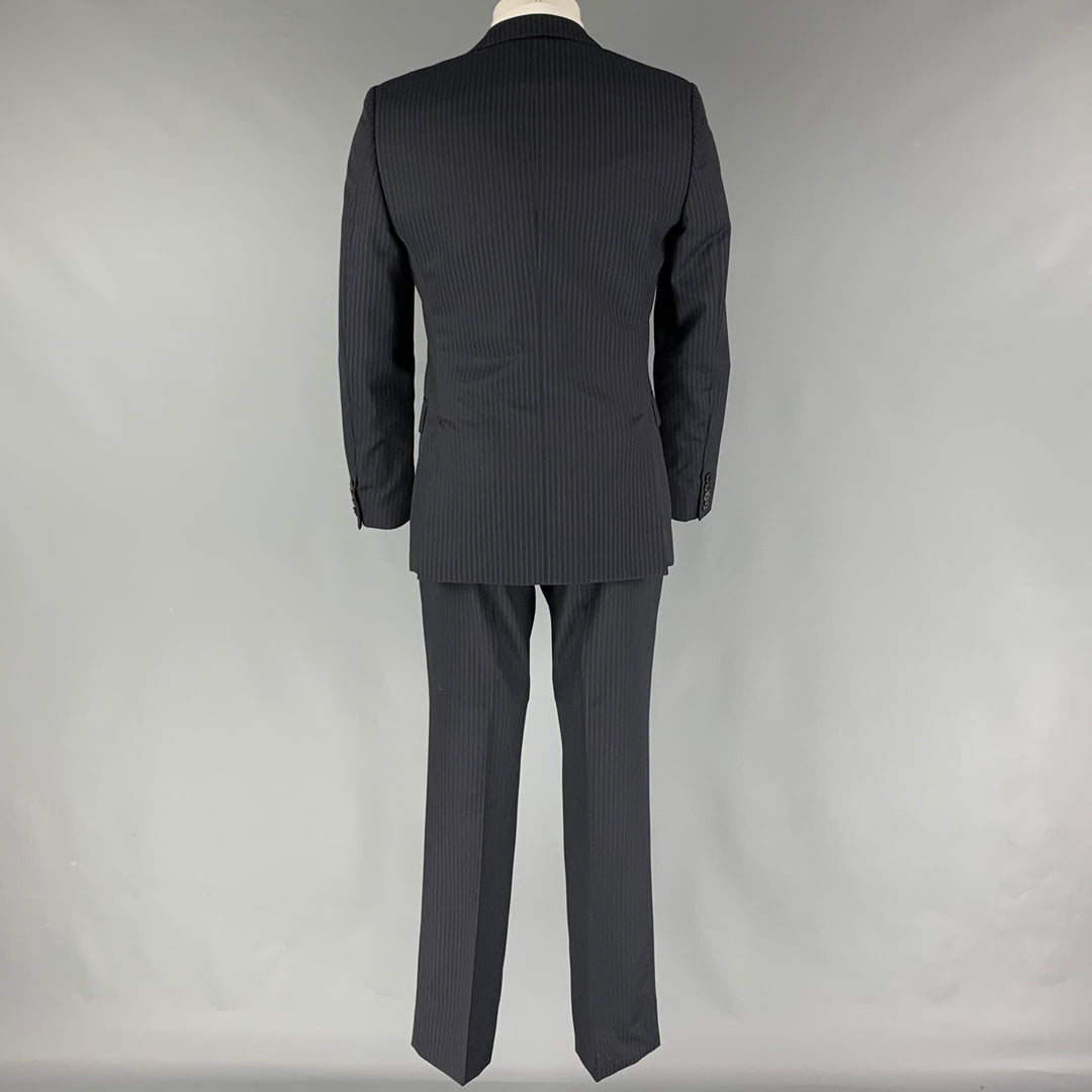 GUCCI Size 36 Navy Grey Pinstripe Wool Notch Lapel Suit