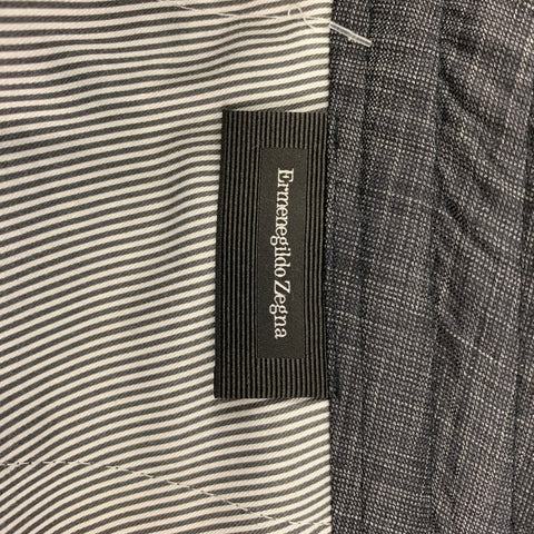 ERMENEGILDO ZEGNA Size 32 Gray Charcoal Plaid Wool Blend Cuffed Casual Pants