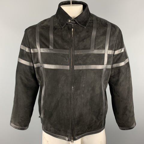 WILKES BASHFORD Size 38 Black Mixed Materials Leather Zip Up Jacket