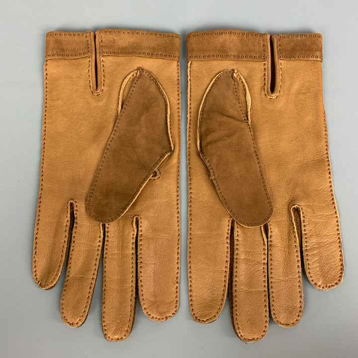 CELLERINI Brown Woven Suede & Leather Gloves