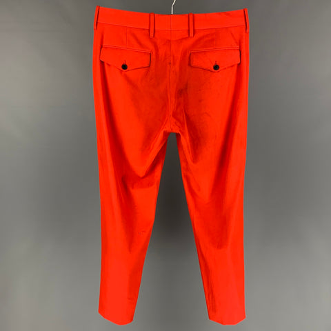 PAUL SMITH Taille 32 Pantalon habillé en laine / coton orange avec braguette zippée