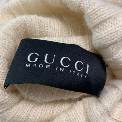GUCCI Size M Cream Knit Alpaca Wool Turtleneck Sweater